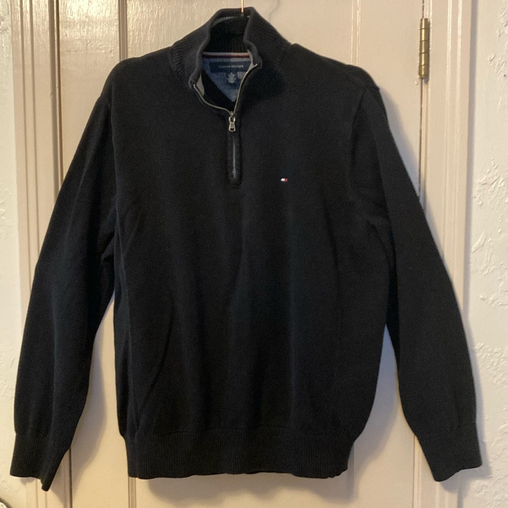Tommy Hilfiger Men’s 1/4 Zip Sweater XL Black Long Sleeve